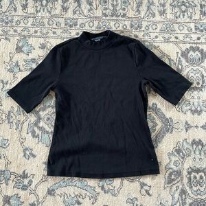 Maeve by Anthropologie mock neck ribbed short sleeve top